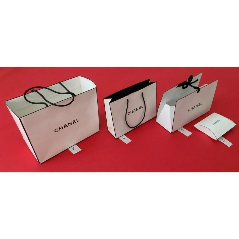 Authentic Chanel Packaging Set – 3 Paper Shopping Bags & 1 Pillow Box